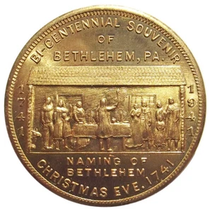 1941 Bethlehem Bicentennial Medal - Pennsylvania Token, PA, Christmas Eve, House - Picture 1 of 2
