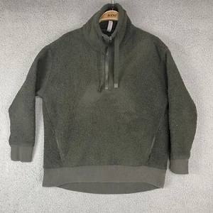 Athleta Sweater Womens Medium Green Long Sleeve 1/4 Zip Sherpa Pullover Comfort - Picture 1 of 17