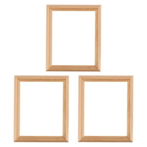 3 Pcs Doll House Model Miniature Album Figurines Wooden Photo Frame - Picture 1 of 12