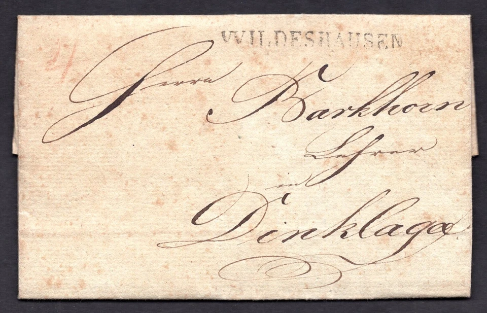 GERMANY 1839 STAMPLESS FOLDED LETTER TO DINKLAGE 3 PAGE LETTER NEATLY WRITTEN - Image 1 of 3