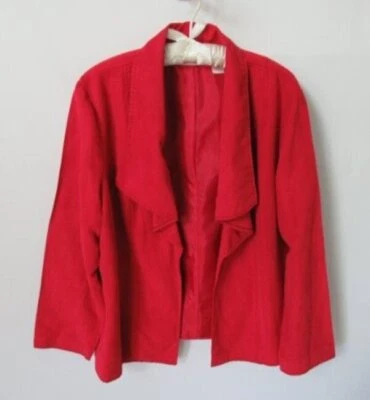 Chaqueta forrada Alfred Dunner roja imitación gamuza frente abierto manga larga *Talla 18* Foto 1 de 4