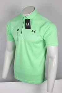 Under Armour Men's Tech Polo Short Sleeve Shirt Matrix Green Pitch Gray 350 - Picture 1 of 5
