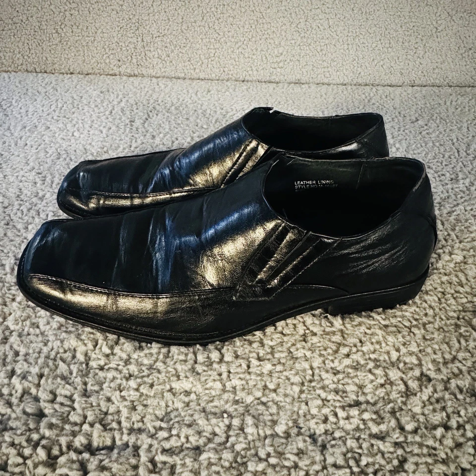 Delli Aldo Zapatos Mocasines Hombres 11 Negro Cuero Vestido Foto 1 de 4