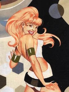 Alexander Henry Fabric Futeralla Pinup Space Girls Sexy Boots Gray Black Spacey