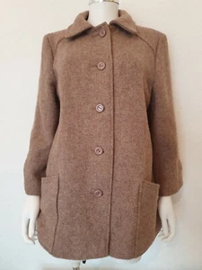Vintage pure new Wool camel tweet Jacket big buttons Size 16 - Picture 1 of 12