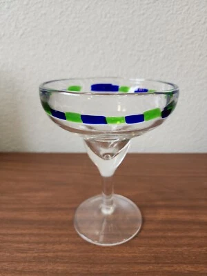 (1) Borde decorativo mosaico azul verde vidrio margarita transparente soplado a mano Foto 1 de 4