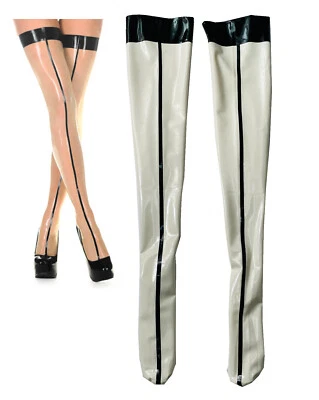 Латексные жевательные чулки с передней отделкой бедра высокие длинные чулки 0,4 мм - Изображение 1 из 4