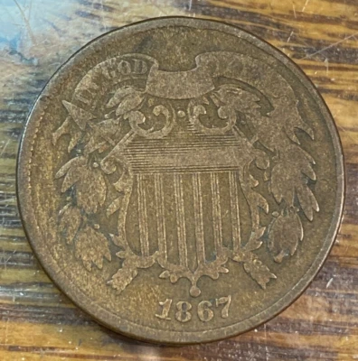 1867 2 Cent Piece Nice Original Fine+ CHRC - Image 1 of 2