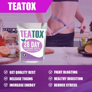 TEATOX 28 DAYS DETOX EXTREME WEIGHT LOSS DIET Slimming FAT BURN TEA  Diet Tea - Picture 1 of 18