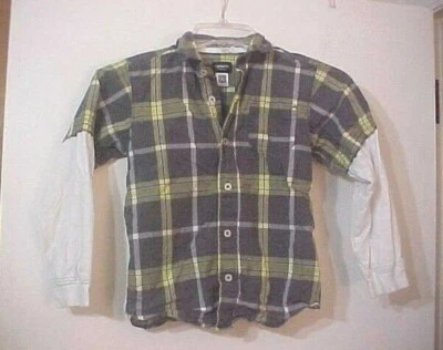 Camisa Carter's para niños talla 6 gris a cuadros con botones 100 % algodón mangas largas Foto 1 de 4