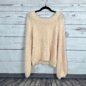 Joes Jeans Sweater Youth Girls XL 16 Pink Boxy Eyelash Soft Stretch Fuzzy Slouch - Picture 1 of 10
