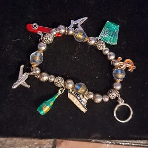 High Life/Bling Beaded Stretch Charm Bracelet Car Ring Jet Yacht Star $$ BR030 - Picture 1 of 8