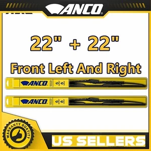 WIPER BLADES ANCO J Hook OE Replacement 22 / 22 Front Left & Right SET 2 - Picture 1 of 3
