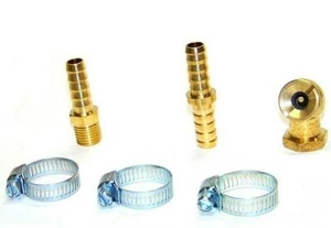 6pc Air Compressor Hose Repair Kit Tire Chuck Inflator Hose Clamp Barbed Fitting - Picture 1 of 1