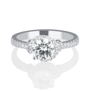 1 Karat Diamant Verlobungsring Rundschliff J-K/I1-I2 14K Weißgold Größe wählbar - Bild 1 von 5