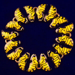 8Pcs 21x15x1mm Yellow Enamel Tibetan Golden Butterfly Pendant Bead S0045272