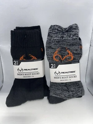 Real Tree Mens Boot Socks Size 6-12 Thermal Dry Knit Hunting Warm 4 Pairs NIP - Image 1 of 4