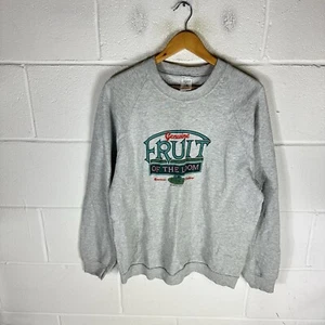 Vintage Fruit Of The Loom Sweatshirt Mens Large Grey Spell Out 90s Crewneck FOTL - Picture 1 of 11