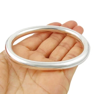 Large Hallmarked Sterling 925 Silver Chunky Oval Polished Bangle Gift Boxed - Picture 1 of 6
