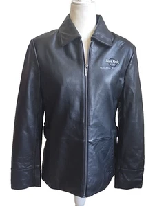 Hard Rock Cafe Niagara Falls schwarze Lederjacke Moto Woman’s Small - Bild 1 von 16
