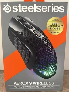 NEW SteelSeries Aerox 9 Wireless Lighweight Optical Gaming Mouse 62618 - Black - Afbeelding 1 van 6