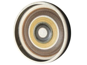 Rina Peleg Studio Art Pottery Shallow Centerpiece Bowl 1970s Beige Brown Striped - Picture 1 of 11