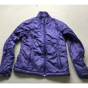 LL Bean Mesh Lined Water Resistant Puffer Jacket Hoodie Girls Youth M Purple - Picture 1 of 12