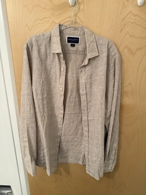 Charles Tyrwhitt Men’s Oatmeal Linen Shirt Slim Fit Medium - Image 1 of 3