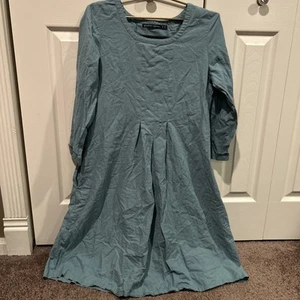 Abito donna biologico Gudrun Sjoden taglia S blu verdastro tasche plissettato - Foto 1 di 3