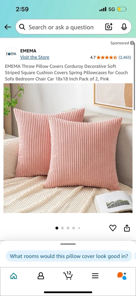 Pack of 2 Miulee Corduroy Soft Soild Decorative Square Throw Pillow Covers Set X