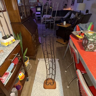 Vintage Wave Wood Base Atlantic 100 CD Retro Games Storage Wire Tower Rack 51” - Image 1 of 4