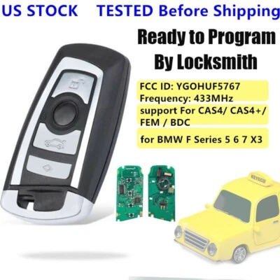for BMW F Series 5 6 7 X3 CAS4+ Smart Remote Key Fob 4 Button 433 MHz YGOHUF576 Foto 1 de 4