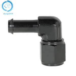 Aluminum 90 Degree 6AN Female Swivel to 3/8" Black Barb Fitting Adapter - Picture 1 of 11