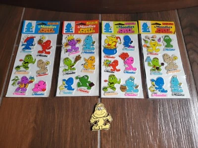 Vtg NEW 1983 Kent Toys Moodies Puffy Sticker Lot (x4) - Gordy International NOS