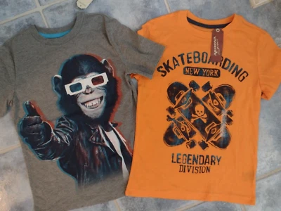 Lote 2 Camisetas Niños Mono Gafas de sol Skateboarding Pequeñas 8 Arizona Jeans Co Foto 1 de 2