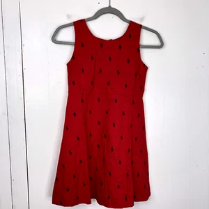 Polo Ralph Lauren Dress All Over Polo Print Fit Flare Youth Girls XXL Red Preppy - Picture 1 of 8
