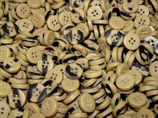 100 Vintage/New : WOOD TONE plastic 15mm BUTTONS nos 4mm THICK @ Cowboy WESTERN