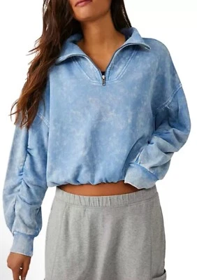 Sudadera Free People Valley Girl Cuarto Cremallera Aguas Nubladas Azul Nueva con Etiquetas Mujeres Med Foto 1 de 4