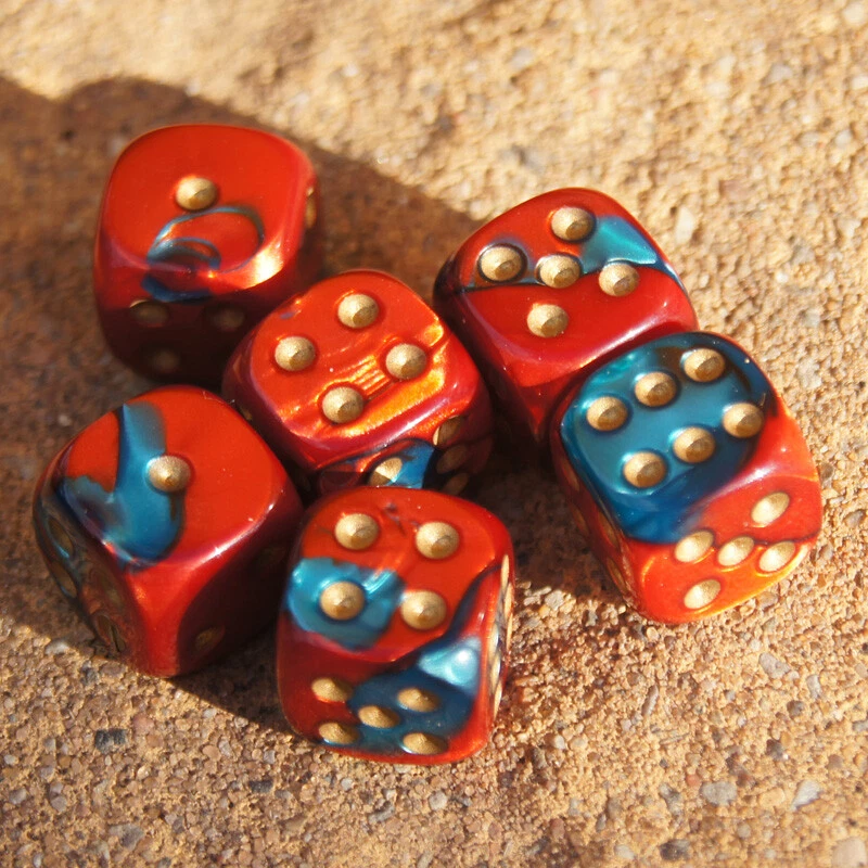 CHESSEX Würfelset 6x W6 12mm Gemini Red Teal Knobel / Kniffel / Rollenspiel CHX