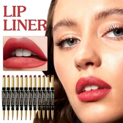 2 IN 1 Matte Lip Liner Waterproof Lipstick & Lip Liner Pencil Cosmetics New D1 - Image 1 of 4