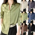 Shirts for Women Casual Summer Women's Blouse Satin Silk Shirt Button Down Shirt