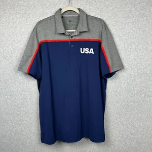 Adidas Polo Shirt Mens XL Blue Gray USA Olympic Sports Logo Performance Golf - Picture 1 of 10