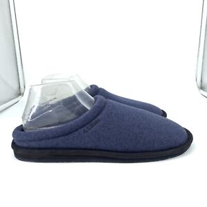 LL Bean Men 10 Slippers Blue Fleece Open Back Scuffs Shoes Indoor Outdoor
