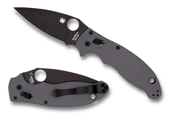 SPYDERCO Manix 2 Numbered, Gray G-10 Handles Black 52100 Steel C101GPBGY521002