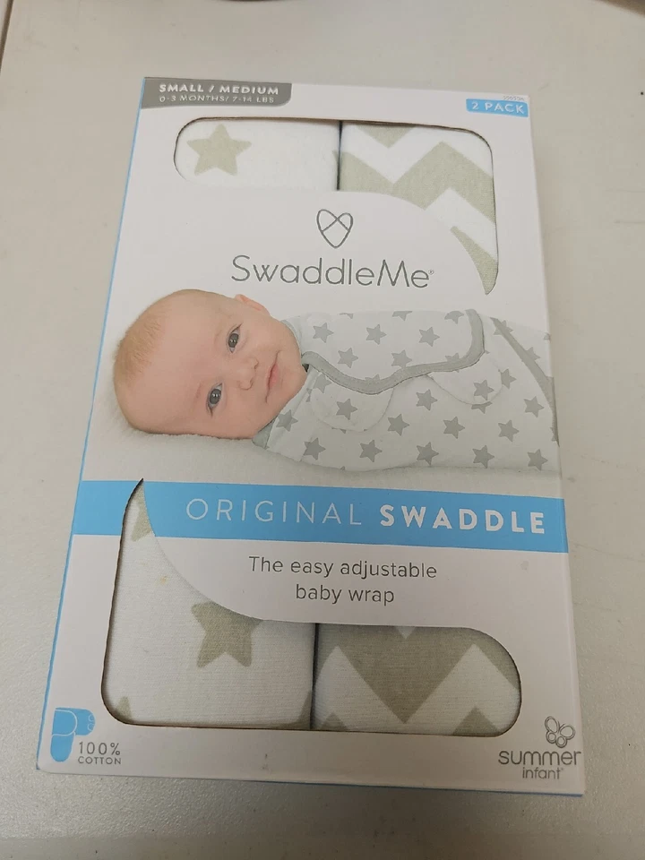 Paquete de 2 envolturas ajustables para bebé SwaddleMe de verano pequeñas/medianas 0-3 mos 7-14 lb Foto 1 de 4