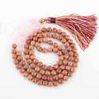 8mm 108 knot sandalwood pink crystal beads gold lotus necklace Rustic Pendant