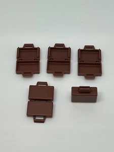 Lego Lot Of 5 Reddish Brown Minifigure, Utensil Briefcase / Suitcase U#9 - Picture 1 of 1
