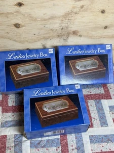 Joyero Damas con Acabado Madera y Tapa Floral Cristal Lote De 3 - Imagen 1 de 11