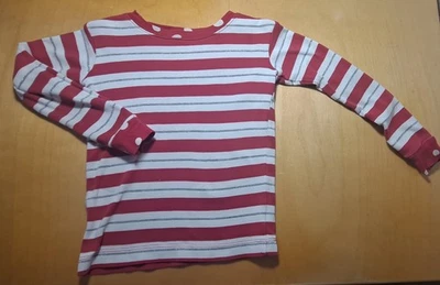 Hatley девочек красный/белый/серебро полоски праздник футболка органический хлопок sz 6 - Изображение 1 из 4