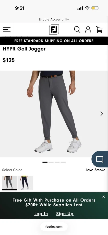 Мужские кроссовки для гольфа Footjoy HYPR 34x30 серые спортивная посадка - Изображение 1 из 4